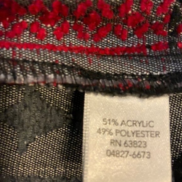 Christopher & Banks Tapestry Blazer Zipper Front women's large red, grey, silver - Picture 5 of 7